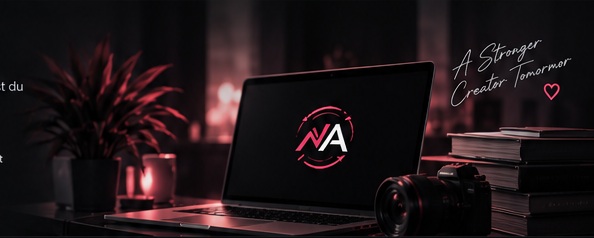 Kreativer Arbeitsplatz mit Laptop und Kamera